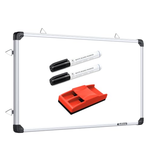 Image of Amazon Brand - Solimo Non-Magnetic Whiteboard & Chalkboard 1.3x2 Feet (41x60 cm) | 2 Markers + Duster | Dry Erase & Chalk Board | Home Office School Kids (1.3x2 feet, Pack of 4 Items)