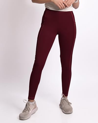 Image of Mehrang Women's Gym Wear Tights | Track Pants with Mesh Insert & Side Pockets : Ideal for Active Wear, Yoga & Workout | Stretchable Gym Pants for Women & Tights for Women