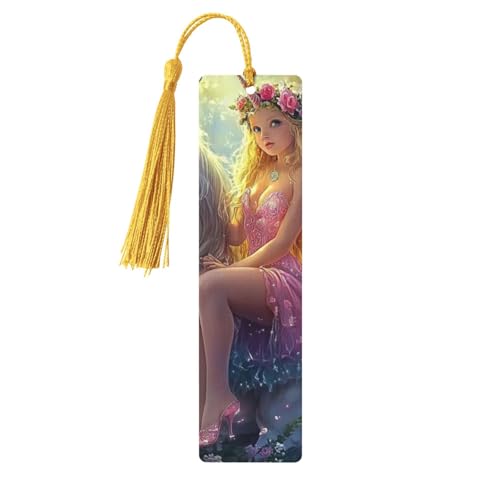 Sfondi fantasy con unicorni e fate, unici su entrambi i lati, in legno, con stampa, accessori per libri artistici, regali di compleanno per uomini e donne, regali per gli amanti dei libri