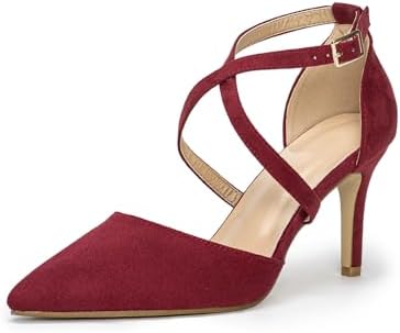 Hoefirm Womens Stiletto Pointed Toe Pumps Cross Strap Court Shoes...