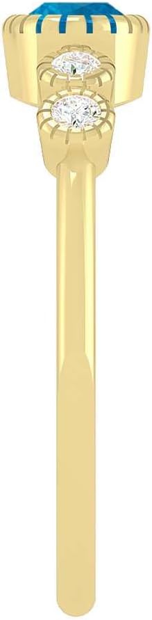 Natural Swiss Blue Topaz and Diamond Ring for Women in 14K Gold or 925 Sterling Silver – Oval Cut Blue Gemstone Dainty Stackable December Birthstone Ring