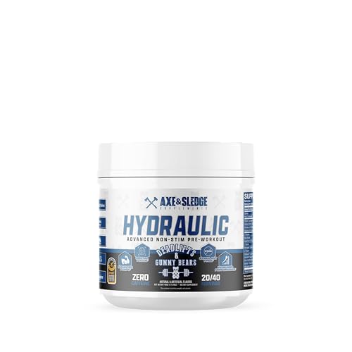 Axe & Sledge Hydraulic Stim-Free Pre-Workout Powder for Men & Women | Performance Stamina Focus Pumps | L-Citrulline Beta Alanine Creatine Caffeine-Free Deadlifts & Gummy Bears