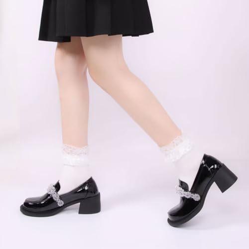 Image of Women Lace Ruffle Socks Fashion Fancy Lovely Girl Socks 3 Pairs