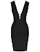 UONBOX Women's Sleeveless Deep Plunge V Neck Night Club Party Bandage Dress with Waist Straps (M, Black)