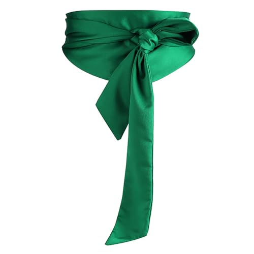 KFLY Cinturones de satén para mujer, cinta de lazo, accesorio de vestido suave para damas de honor, novia, boda, graduación, ocasión de noche, verde, talla única