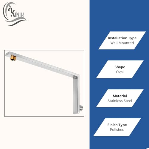 Image of KINIK 18-Inch (L) Type Stainless Steel Wall Mounted Shower Arm for Bathroom & Home /Shower Aram Only for Any type of Shower Head