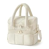 Isolierte Lunch-Tragetasche mit geräumigem Innenraum, um die Temperatur von Speisen und Getränken für längere Zeit im Freien zu halten oder (beige)