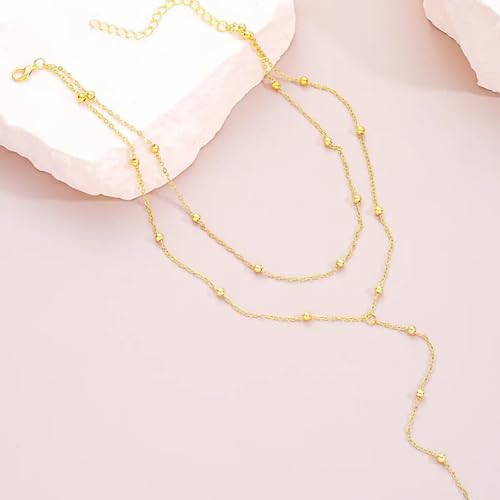 Long gold necklaces for women, Gold lariat necklace, Long chain necklace for women 5