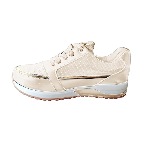 Zapatillas deportivas para mujer, suela plana, impermeables, antideslizantes, elegantes y cómodas, con cordones, zapatos de verano, ligeros, informales, caqui, 41 EU