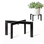 MUAEEOK Plant Stand Indoor Outdoor, Metal Mid-Century Pot Stand, Modern Plant Holder Rattan Flower Plant Stool, Low Short Plant Stands for Indoor Fit 5-12 Inch Pot (Black,1 Pack)