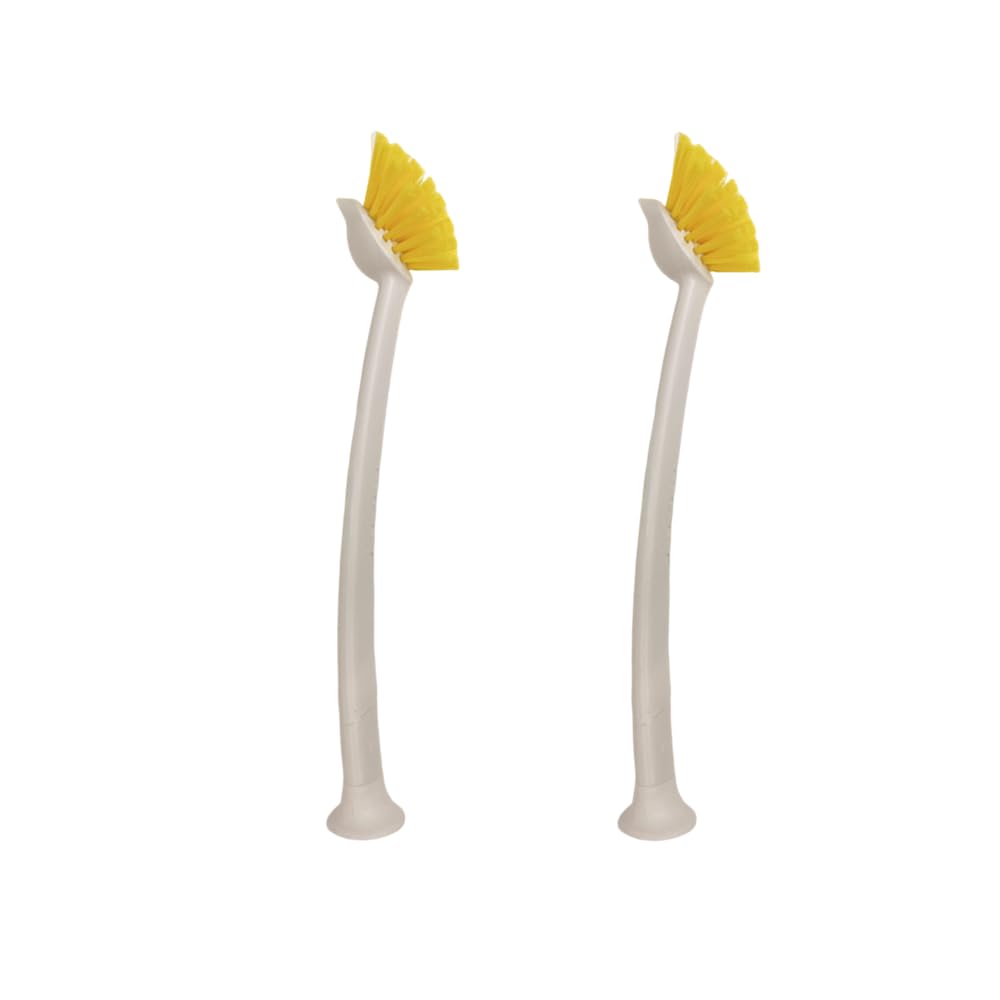 Dodxiaobeul Yellow 2 Pcs Scrub Brush With Handle 11'' Dish Scrubber Brush Kitchen Sink Brush Long Handle Dish Cleaning Brush For Kitchen Dishes Pot Sink Cleaning,