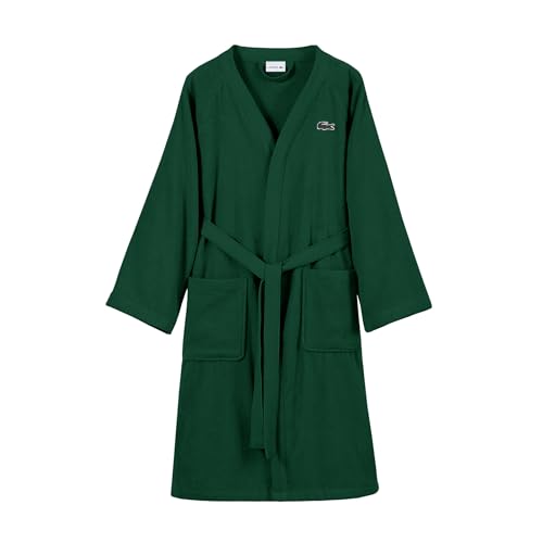 Image of Lacoste Classic Pique Cotton Terry Bath Robe, Unisex, One Size,