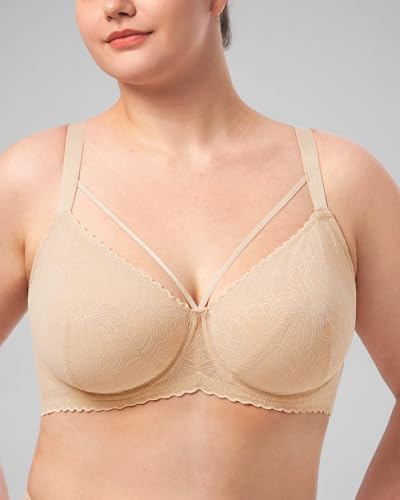 Image of HSIA Minimizer Bras for Women Full Coverage, Unlined Lace Sexy Plus Size Underwire Bra for Large Breasts