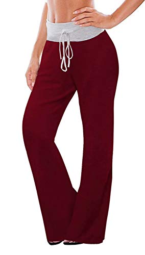 Image of AMiERY Women's Comfy Casual Pajama Pants Floral Print Drawstring Palazzo Lounge Pants Wide Leg