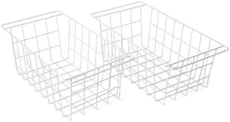 2 Pack Chest Freezer Storage Baskets Stackable Wire Freezer Organizer Bins Rack with Handles for Kitchen, Pantry, Office, Bathroom, Laundry Room- Freezer Basket Fits Most ( 8 x 16.5 x 6 inch)