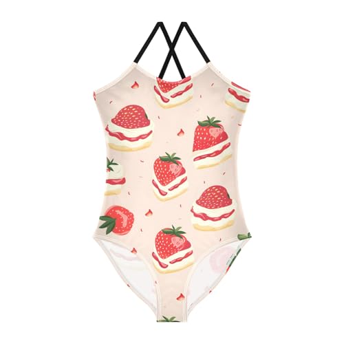 Girl's One Piece Swimsuit Strawberry Cake A Beach Bathing Swimwear