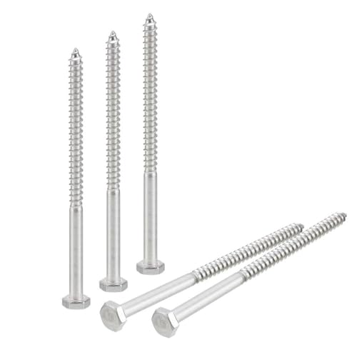 Tool Parts and Accessories Hex Head Lag Screws Bolts 25pcs 1/4" X 4" 304 Stainless Steel Screw (#CN-140824-05255)