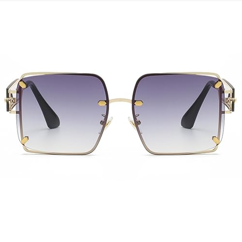 bullabulling Vintage Square Sunglasses For Women Men Big Oversized Punk Style Sun Glasses Fashion Metal Shades Eyeglasses