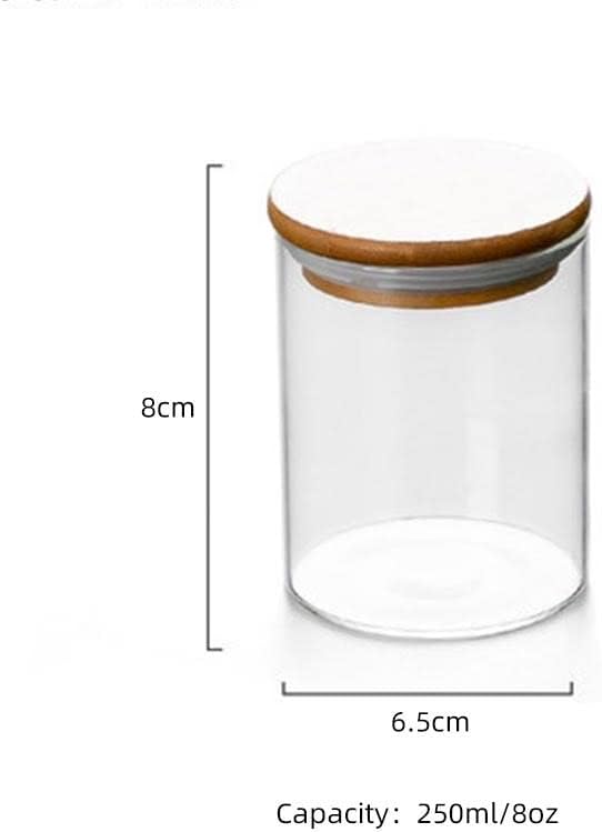 Glass Storage Jars 250ml, SpiceJars with Bamboo Lids, Air tight Container, Pantry Organisation, Set 10 glasses. Eco-Friendly, Containers can be used for overnight oats, coffee, teabag, pickle & pasta.