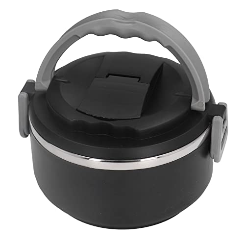 Fiambreras térmica de acero inoxidable, BentoBoxes de estilo japonés, calentador de alimentos portátil, BentoBox hermético para viajes, coche, escuela, oficina (Black [201 Liner])