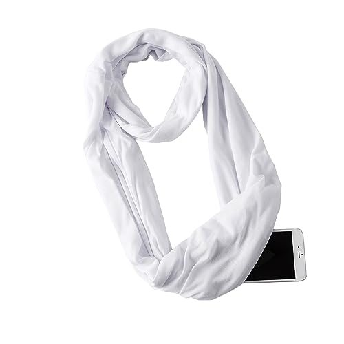 Jdlsppl Womens Infinity Scarf Hidden Zipper Pocket White One Size