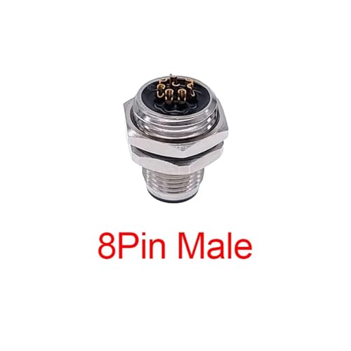 Conector M12 macho de 8 pines con montaje posterior en panel para sensor industrial M1216 2