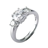 BWDHJLEY Anillos de compromiso para mujer, moissanita, anillo de boda vintage, oro blanco, propuesta de novia, joyería de oro blanco auténtico de 14/18 quilates, L 1/2, Oro blanco de 18 quilates