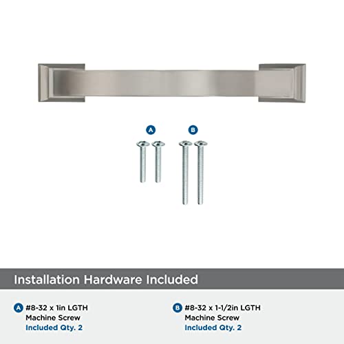 Image of Amerock | Cabinet Pull | Satin Nickel | 3-3 /4 inch (96 mm) Center to Center | Candler | 1 Pack | Drawer Pull | Drawer Handle | Cabinet Hardware