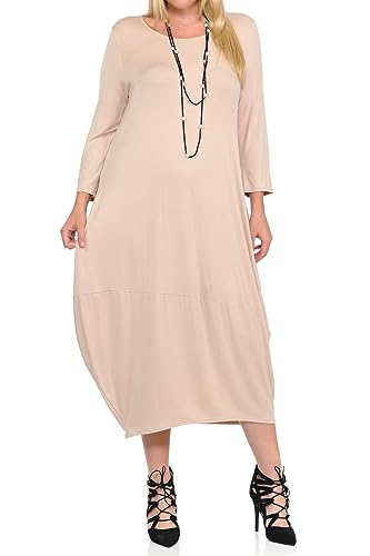 Pastel by Vivienne Women's Cocoon 3/4 Sleeve Mdi Dress Plus Size with Pockets