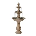 XBrand 3-Tier Water Fountain w/Pump & Pineapple Top, 51 Inch Tall, Beige, Large Outdoor Freestanding Waterfall Decor, Ideal for Garden, Porch, and Lawn