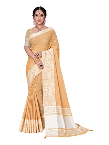 Sari indien en lin léger fini les tissus lourds tenue élégante pêche 2764