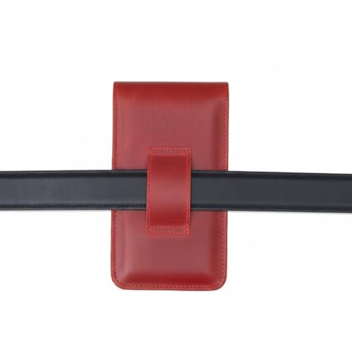 Image of MMENSCH Genuine Leather Multifunctional Phone Mobile Pouch Waist Bag with Belt Loop for Accessories, Apple iPhones, Smartphones, Androids Upto 6.7 inch for Daily Use, Travelling for Men & Women (Red)