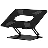 BoYata ノートパソコンスタンド pc スタンド タブレット 無段階高さ/角度調整可能 姿勢改善 腰痛/猫背解消 安定性 折りたたみ式 炭素鋼製 11-17インチ以下のデバイスに対応 ブラック