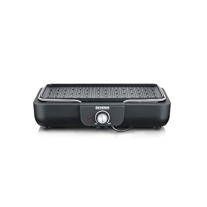 SEVERIN Tischgrill mit Grillplatte, für drinnen und draußen, Alu-Druckgussplatte, Elektrogrill mit schnellem Grill-Start, einstellbar bis zu 230°C, 2.200 W, schwarz, PG 8556 – Bild 6