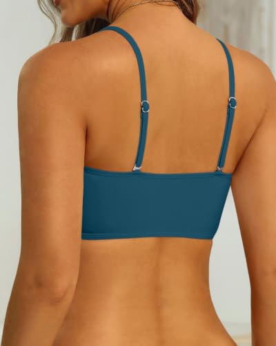 Image of Aqua Eve Women Bandeau Bikini Top Only Strapless Swim Top Tube Swimsuit | Removable Straps,Removable Soft Cups,Adjustable Straps,Full Lining,Stretch Fabric