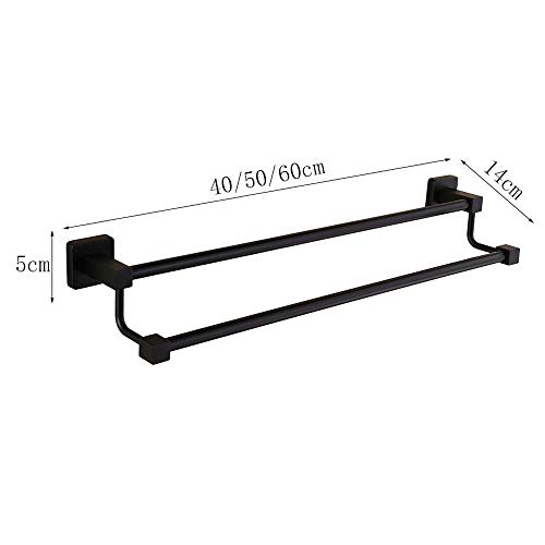 Rack-serviette extension noire double LWX en acier inoxydable mural