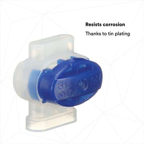 3M Scotchlok Electrical IDC (Insulation Displacement Connector) 314-BIN, Pigtail, Self-Stripping, Blue, 22-14 AWG, Pack of 1000