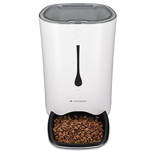 Navaris Automatischer Futterautomat Futterspender mit Timer - 6L Futternapf Automat mit Timer und akustischer Benachrichtigung - für Hund und Katze