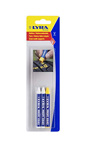 MARK-ALL L4948001, LYRA 4940 Craies universelles pour pneus - Marquage professionnel résistant aux intempéries sur de nombreuses surfaces - Blister avec 3...