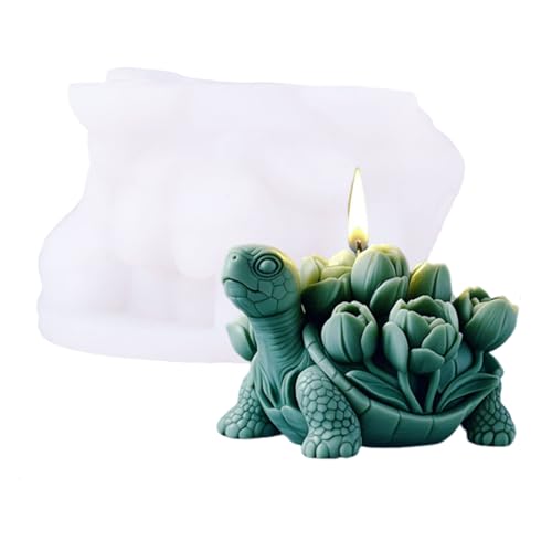 WYAHYQ Moule en silicone en forme de tortue en forme de fleur pour la fabrication de bougies en résine, plâtre, béton