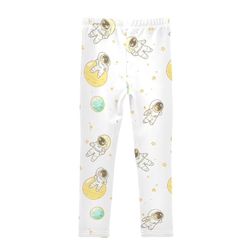 Cartoon Astronaut Planet Stars Girls Leggings Soft Stretch Workout Yoga Dance Pants for Kids Casual Tights2