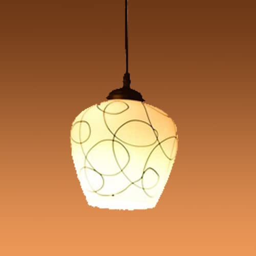 Image of Abstract Swirl Milky Glass Single Hanging Ceiling Light Modern Oval Patterned Pendant Lamp Chandelier for (Bulb not Included) Pack of 1