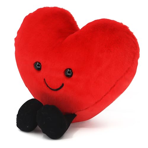 CNAANA Valentine's Day Heart Pillow,Cute Red Love Pillow Plush Toy,Valentine's Day Gifts for Girls and Boys (7 inch)