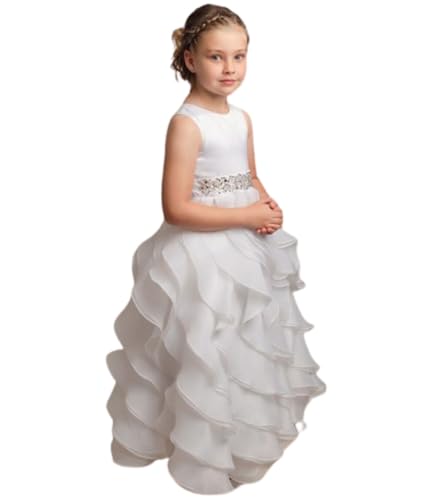 Robe blanche en tulle pour filles tenue de cérémonie élégante et formelle