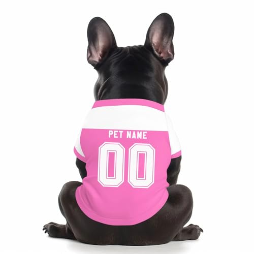 Personalisiert Hundekostüm Personalisiert Haustier Trikot mit Name Nummer und Logo Haustier T-Shirts Haustiere Trikot Haustier Weste T-Shirts für Kleine Mittlere Bis Große Hunde (B20 Pink,L)