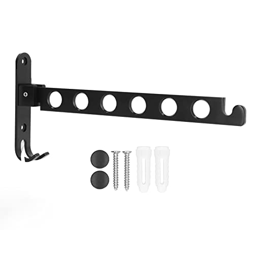 Tomotato Rack de Séchage de Vêtements Muraux, Cintre de Vêtements Pliables Noirs, Porte Séchage à Linge Pliable à 90 ° avec 6 Trous pour Salle de Bain Petits Espaces