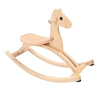 Fafeims Wooden Rocking Horse, Kids Wooden Horse Oak Wood Rocking Chair with Saddle and Handle Ride On Toy for Toddlers and Home Decor (Wood Color)