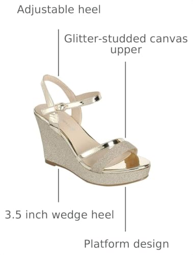 Image of Forever FQ22 Women's Glitter Strappy Wrapped Wedge Heel Platform Sandals