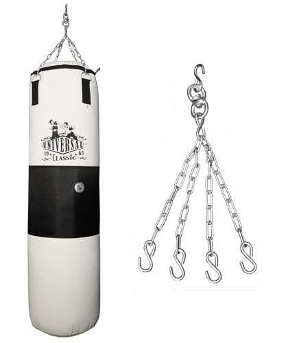 Image of USI Universal Boxing Punching Bag, 626C Classic Tough Canvas 4 Feet UnFilled Boxing Bag, Kickboxing Punching Bag with Hanging Chain Combo, Heavy 20oz Canvas Material for Men & Women