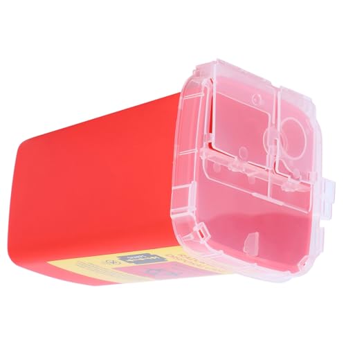 healvian 使い捨てカミソリ刃収コンテナ ロック付き 素材 軽量コンパクト 理髪店 美容院向け 廃棄用収納ボックス 赤